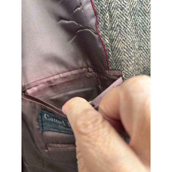 CHERESKIN Blazer Mens 44R Brwn Herringbone Camel Hair Blend Sport Coat Italy Vtg - Picture 16 of 16